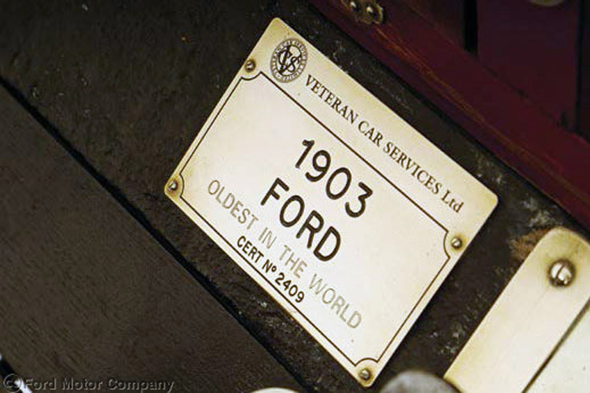 Plaque officielle pour cette Ford modèle A construite en 1903