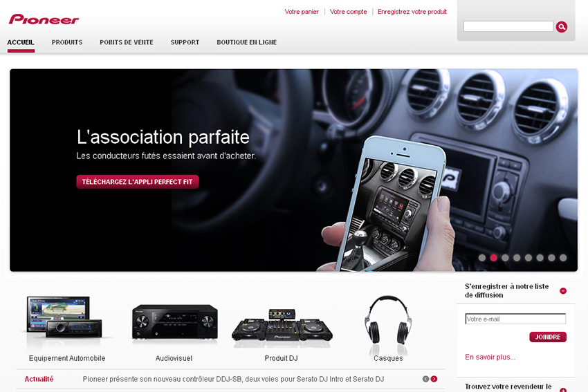 Pioneer, site officiel